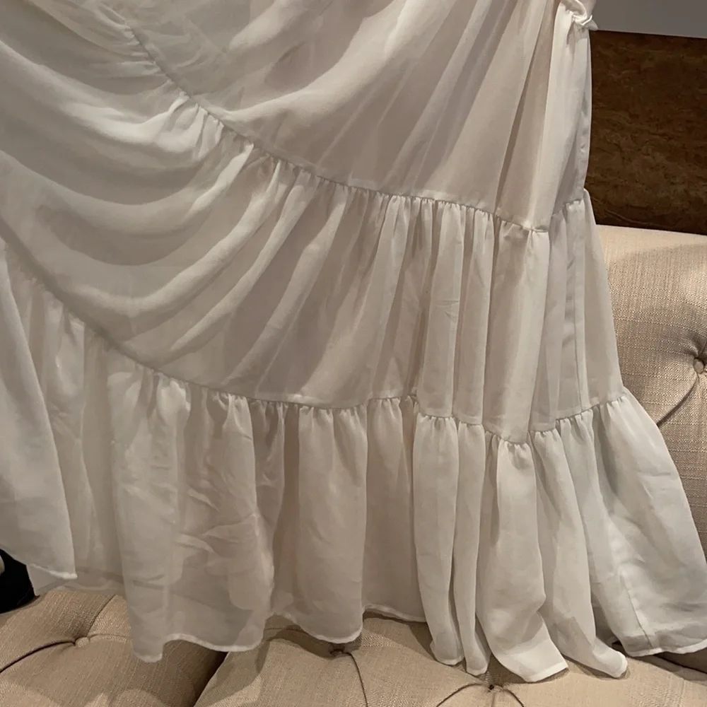 𝅺H&M Conscious Collection Ruffle Cream Muslin water fall Dress - Picture 4 of 9